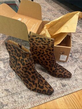 Madewell Leopard Print Calf Hair Ankle Boots